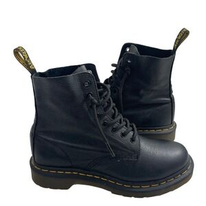 Doc Dr. Martens 1460 Pascal Black Virginia Leather Lace Up Boots Sz US 7 EU 38